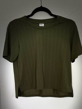 Zyia cropped mesh tee in army green